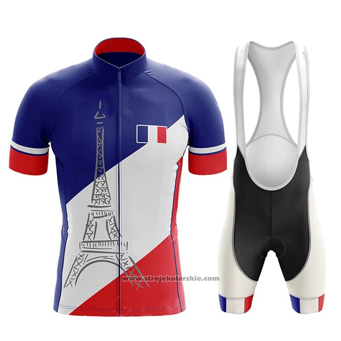 2020 Odziez Rowerowa Mistrz Francja Niebieski Bialy Czerwony Krotkie Rekawy I Rowerowe Szelkach(1)